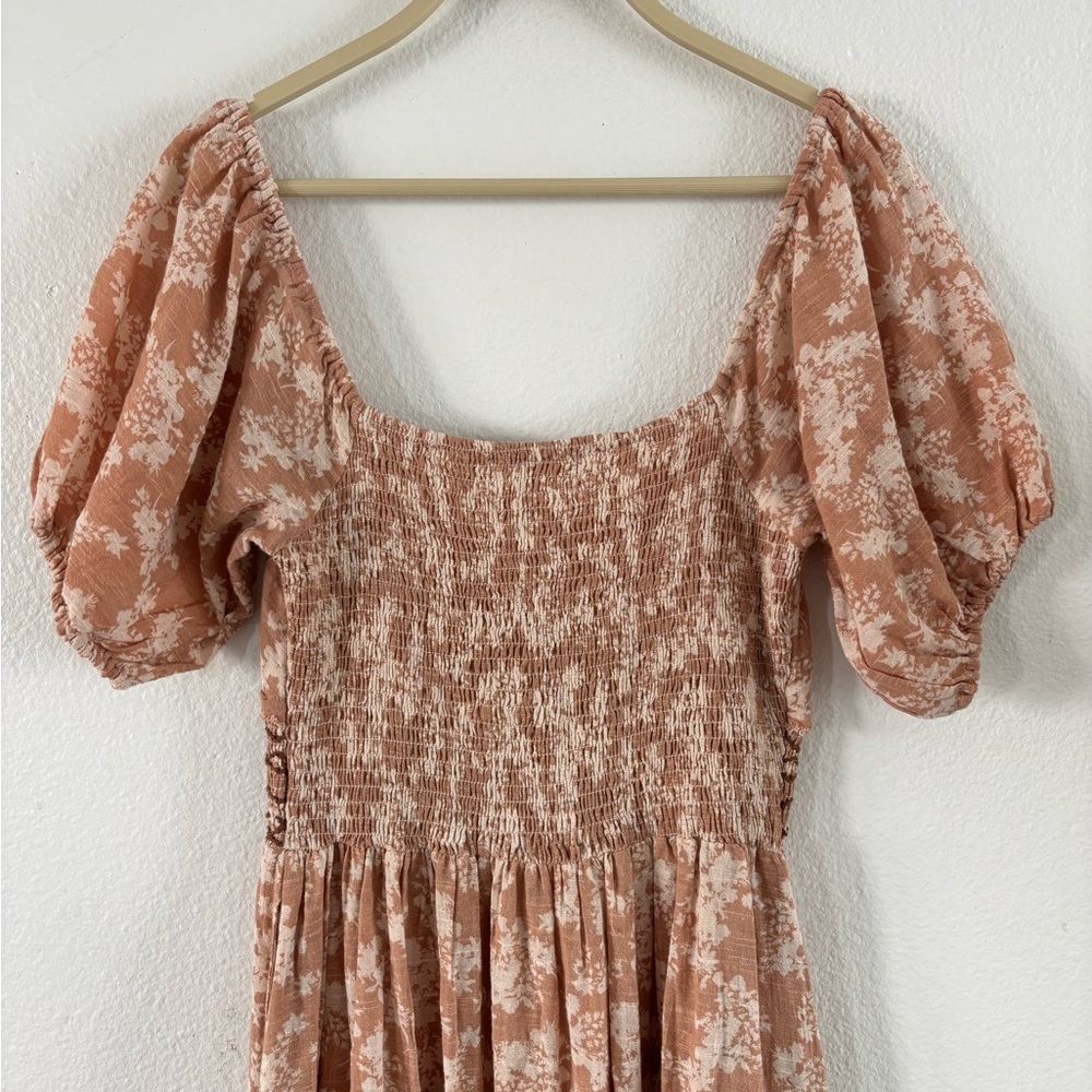 Free People Ellie Printed Maxi Dress Neutral Floral Boho Smocked S - Picture 12 of 14